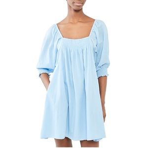 Inacea Balloon Sleeve Light Blue Dress